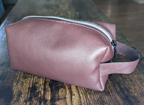 Bordeaux Red Handcrafted Leather Dop Kit