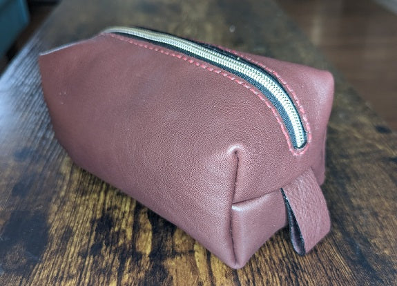 Bordeaux Red Handcrafted Leather Dop Kit